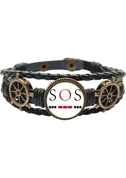 Morse Code Rescue Point Expression Deri Kaplı Ocean Bracelet Wristband (Yurt Dışından)