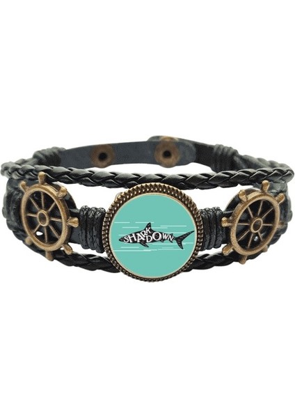 Köpekbalık Drop Dışarı Çeviri Çeviri Deri Kaplı Ocean Bracelet Wristband (Yurt Dışından)