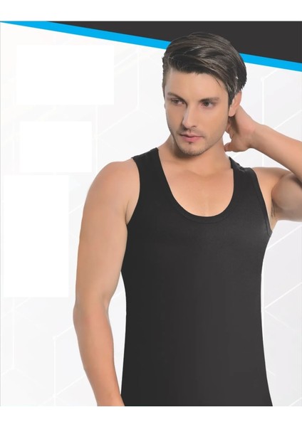 Erkek Penye Atlet 6'Lı Paket Siyah