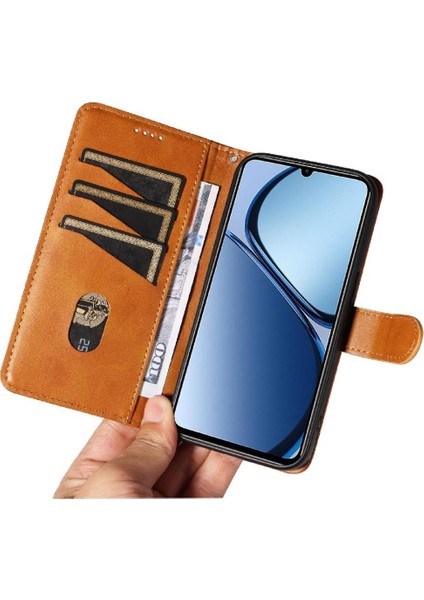 Realme C61 Preslenmiş Pu Deri Ayrılabilir Siyah Bilezik Durumda Için Filp Durumda (Yurt Dışından) fiyatları