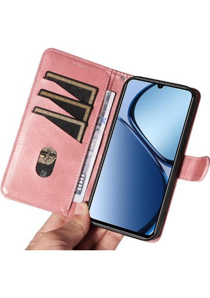 Realme C61 Preslenmiş Pu Deri Ayrılabilir Siyah Bilezik Durumda Için Filp Durumda (Yurt Dışından) modelleri