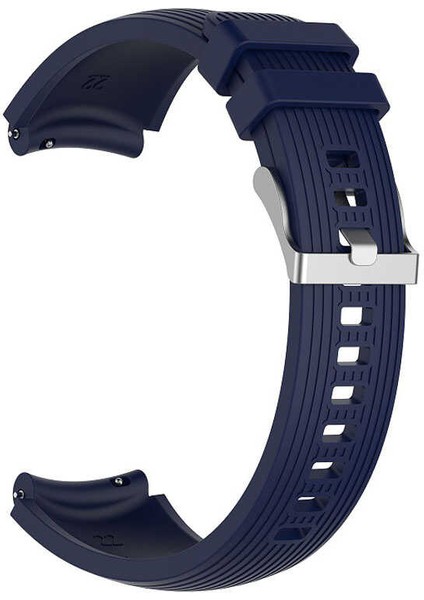 Amazfit Cheetah (Round) Için (22MM) Çizgili Silikon Kordon-18 Lacivert