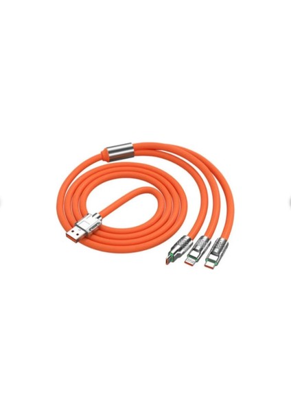 120W 6A 3 In 1 Unıversal 1 metre uzunlugu 120W 6A Şarj ve Data Kablosu Micro Ios Typ-C Üçü Bir Aradada
