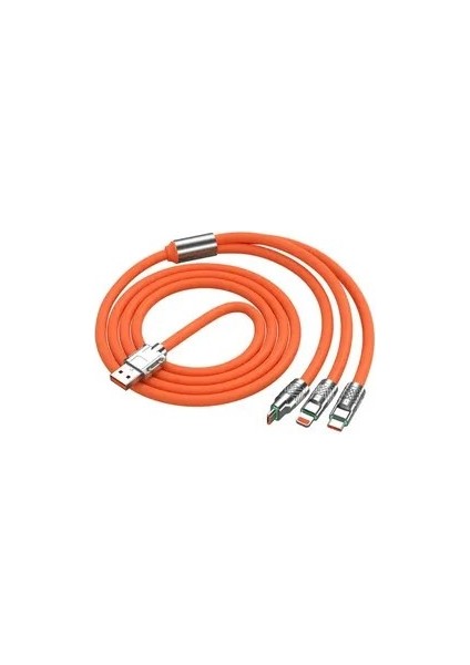 120W 6A 3 In 1 Unıversal 1 metre uzunlugu 120W 6A Şarj ve Data Kablosu Micro Ios Typ-C Üçü Bir Aradada