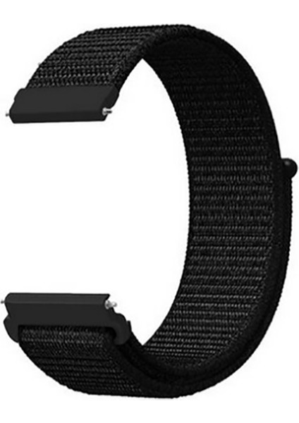 Amazfit Cheetah (Round) Için (22MM) Cırtlı Kumaş Kordon-03 Siyah