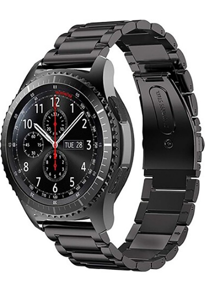Amazfit Cheetah (Round) Için (22MM) Klasik Metal Kordon-04 Siyah