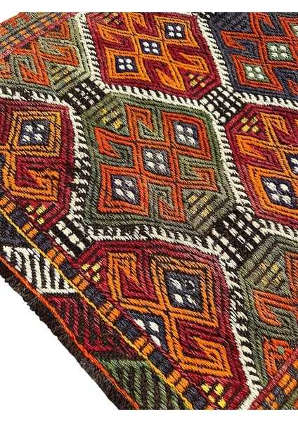 El Dokuma Küçük Cicim Kilimi 65X74 Kök Boya %100 Yün Renkli Kilim