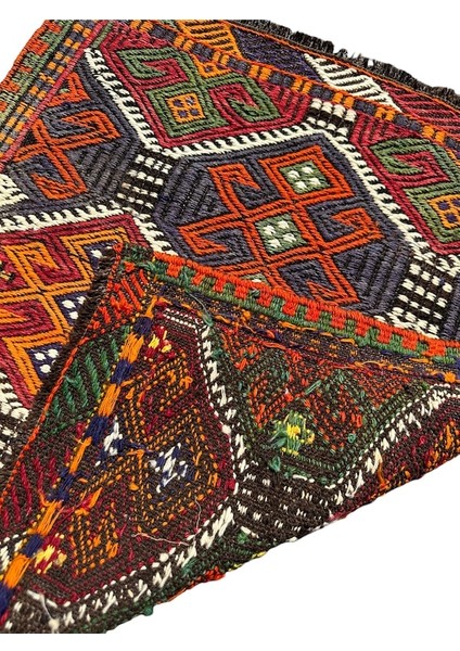 El Dokuma Küçük Cicim Kilimi 65X74 Kök Boya %100 Yün Renkli Kilim