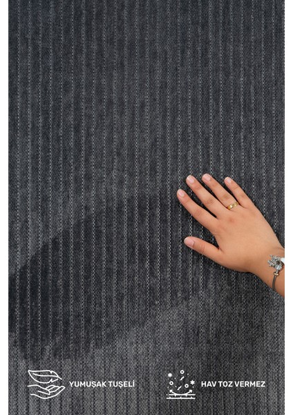 Ada Kaymaz Taban Yıkanabilir Dokuma Antrasit Kilim Yolluk 404 modelleri