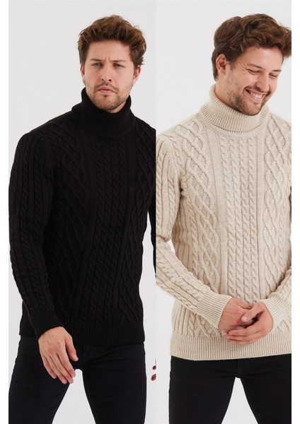 Erkek Örgü Desenli Triko Kazak