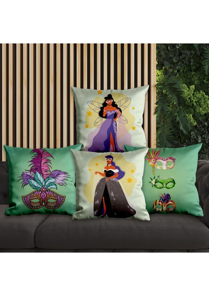 Modern Tasarımlı 4'lü Yastık Içi ve Kırlent Kılıfı 45CM 113667
