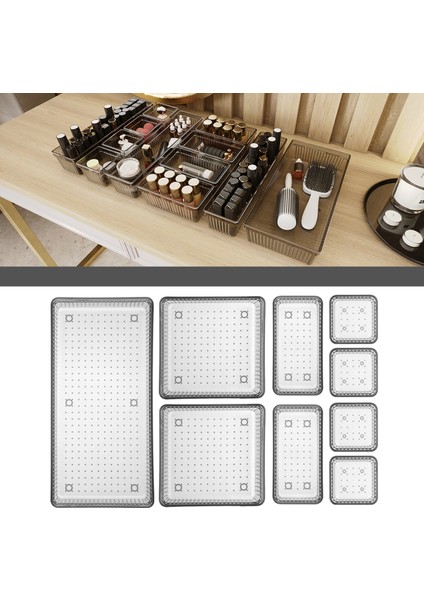 9'Lu Çekmece Içi Organizer - Kozmetik Takı Makyaj Organizeri Dolap Içi Düzenleyici - Antrasit