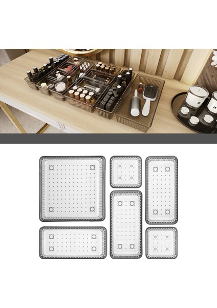 6'Lı Çekmece Içi Organizer - Kozmetik Takı Makyaj Organizeri Dolap Içi Düzenleyici - Antrasit