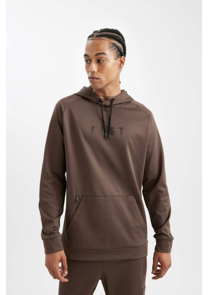 Fit Standart Fit Kapüşonlu Cepli Skuba Dalgıç Kumaş Sporcu Sweatshirt D1950AX24AU