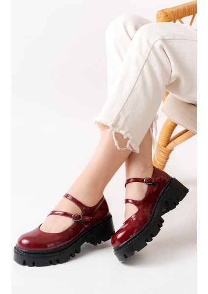 Bordo Rugan Günlük Yüksek Tabanlı Loafer Ayakkabı fiyatları