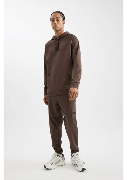 Fit Sporcu Jogger Eşofman Altı Standart Fit Skuba Dalgıç Kumaş Fermuar Cepli Standart Paça D1952AX24AU