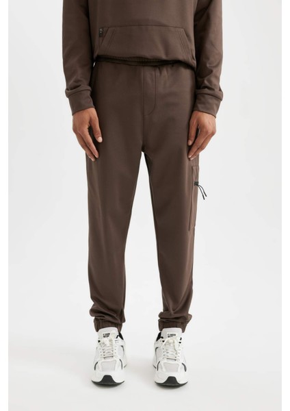 Fit Sporcu Jogger Eşofman Altı Standart Fit Skuba Dalgıç Kumaş Fermuar Cepli Standart Paça D1952AX24AU