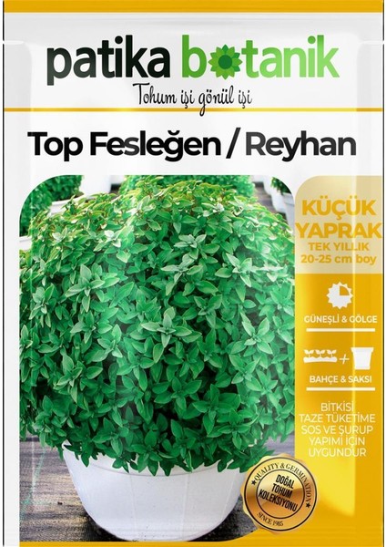 100 Adet Top Fesleğen - Top Reyhan (Ocimum Basilicum) Çiçek Tohumu