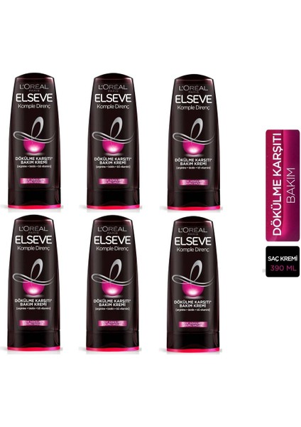 Loreal Komple Direnç Dökülme Karşıtı Bakım Kremi 390 ml x 6 Adet