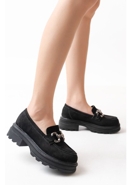 Siyah Günlük Yüksek Tabanlı Loafer Ayakkabı modelleri