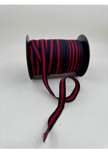 1.2 cm Renkli Çizgili Şerit-5 Metre (Lacivert/kırmızı)