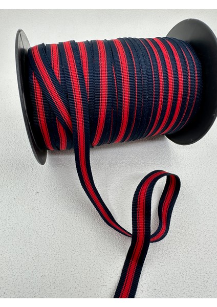1.2 cm Renkli Çizgili Şerit-5 Metre (Lacivert/kırmızı)