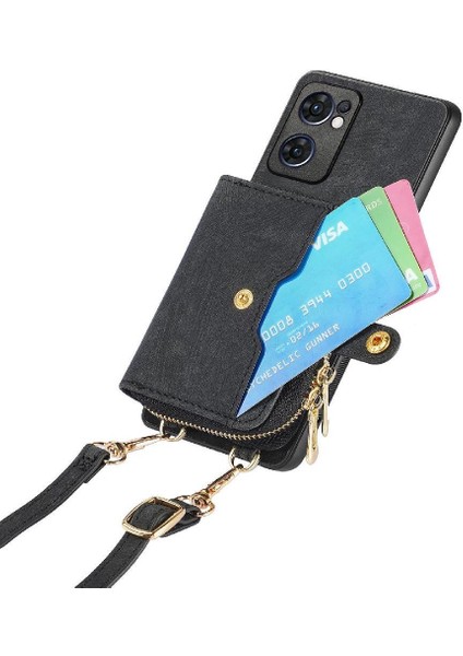 Oppo Oppo 7 5g Için Kılıf Ayarlanabilir Kordon Standı 7 Kart Yuvaları Fermuar (Yurt Dışından)