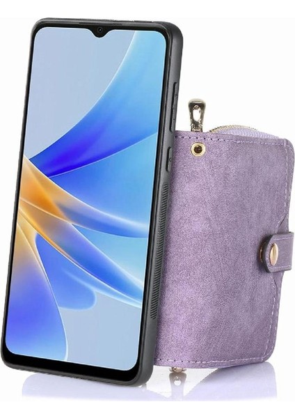 Oppo A17 7 Kart Yuvaları Için Kılıf Fermuar Kapatma Ayarlanabilir Kordon Prim (Yurt Dışından)