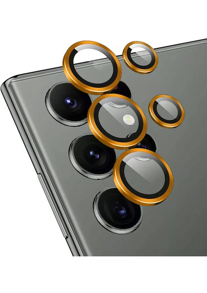 Samsung Galaxy S24 Ultra Için Parmak Izi Bırakmayan Cl-12 Kamera Lens Koruyucu Turuncu