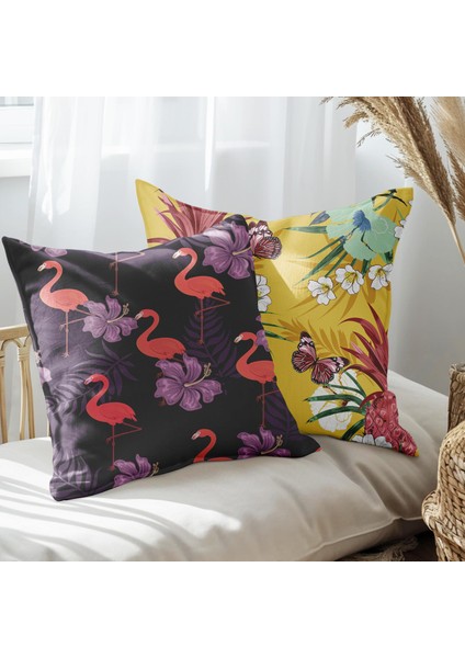Flamingo Tasarımlı 2'li Yastık Içi ve Kırlent Kılıfı 45CM 113526