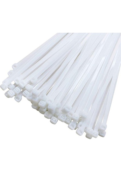 Kablo Bağı- Plastik Kelepçe - 3.6 x 200 mm - Cırt Kelepçe Beyaz 100 Adet Paket