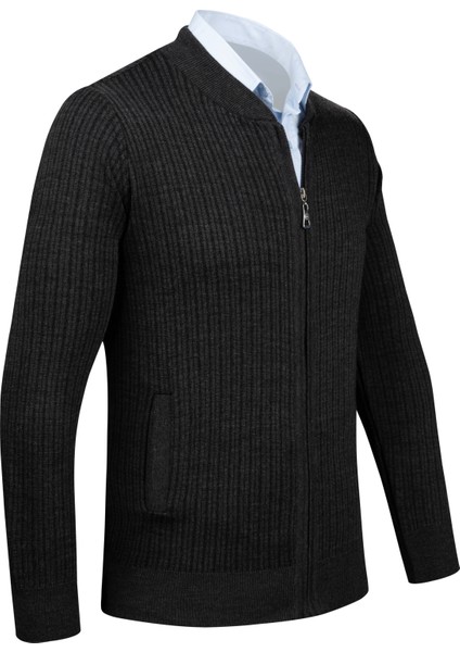 Erkek Triko Ceket Fermuarlı Cep Detaylı Desenli Kol Ve Bel Lastikli Çelik Örgü - 5004K fiyatları