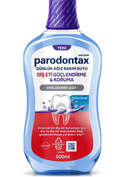 Diş Eti Güçlendirme ve Koruma Hyalüronik Asitli Ağız Bakım Suyu Ferah Nane 500ML