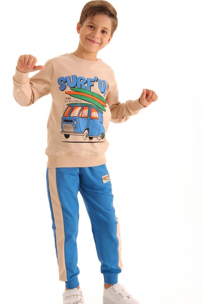 Pamuklu Surf Up Baskılı Erkek Çocuk Ikili Takım Mavi modelleri