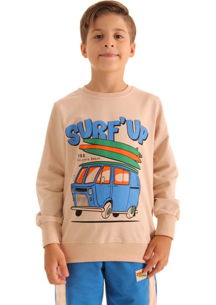 Pamuklu Surf Up Baskılı Erkek Çocuk Ikili Takım Mavi indirimleri