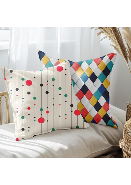 Modern Tasarımlı 2'li Yastık Içi ve Kırlent Kılıfı 45CM 113541