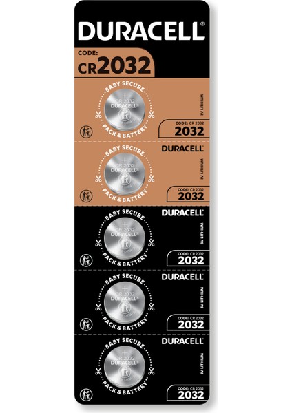 Özel 2032 Lityum Düğme Pil 3V, (CR2032) 5 adet