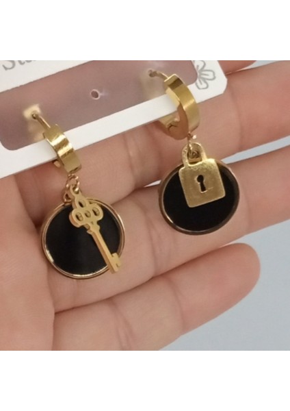 Çelik Gold Anahtar Kilit Küpe