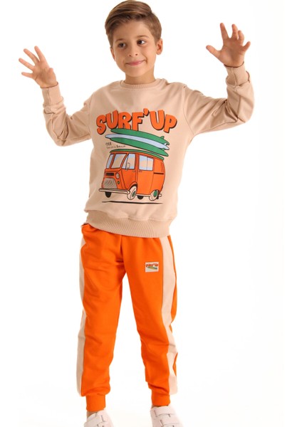 Pamuklu Surf Up Baskılı Erkek Çocuk Ikili Takım Turuncu fiyatları