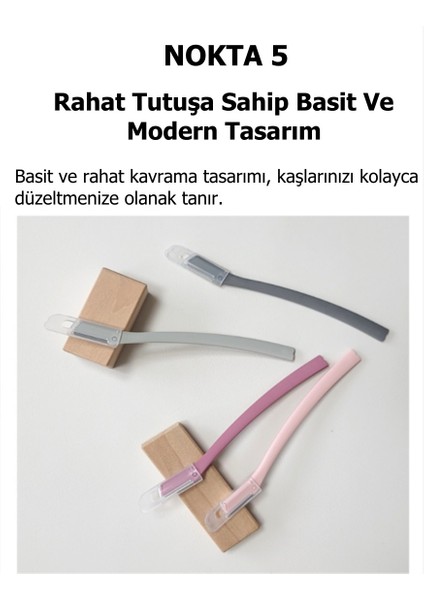 Kaş ve Yüz Usturası Açık ve Koyu Gri Renk Kaş Alma ve Düzenleyici Düz Jilet 2'li Set