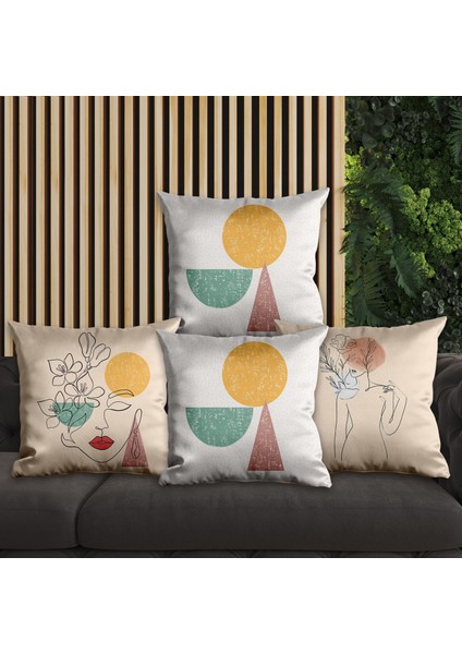 Modern Tasarımlı 4'lü Yastık Içi ve Kırlent Kılıfı 45CM 113640