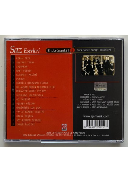 Enstrümantal Saz Eserleri CD (Orjnal Dönem Baskı Cd) fiyatları
