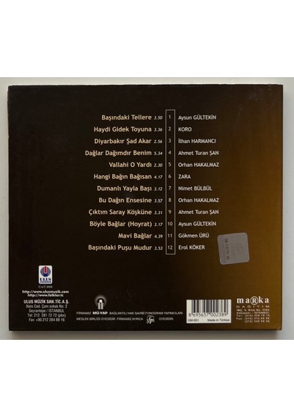 Türkülerle Türkiye 21 Diyarbakır CD (Orjnal Dönem Baskı Cd)