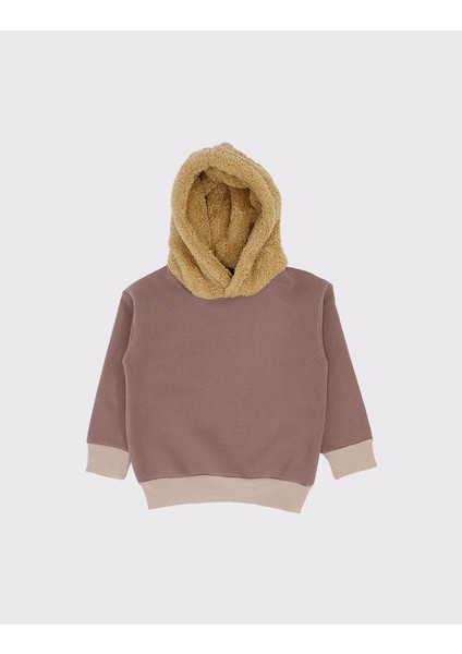 Çocuk Unisex Peluş Detaylı Kışlık Kapüşonlu Üst