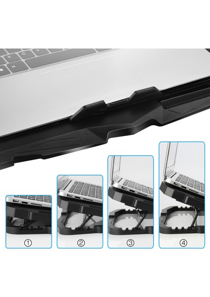 Sx-15 Speeder 9-17 " 4 Fanlı Notebook Soğutucu LCD Ekranlı Kademeli Siyah