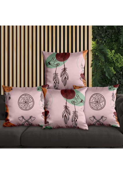 Düşkapanı Tasarımlı 4'lü Yastık Içi ve Kırlent Kılıfı 45CM 113654