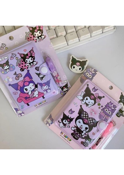 Hediye Vakti Kawaii Sanrioo Kuromi Karakterler Mini Defter Kalem Set