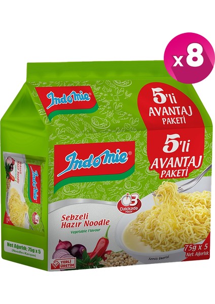 5'li Paket Sebzeli Noodle x 8 Adet