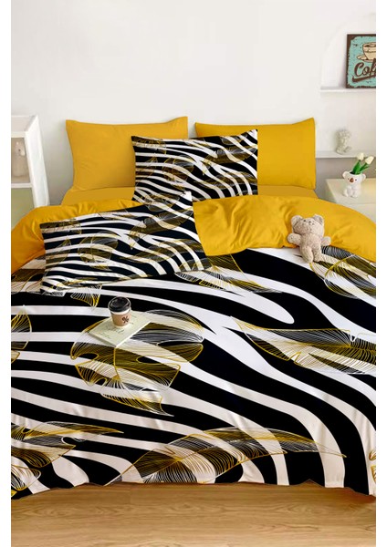 Amor Home Çift Kişilik  Pamuk Saten Nevresim Takımı Zebra Gold