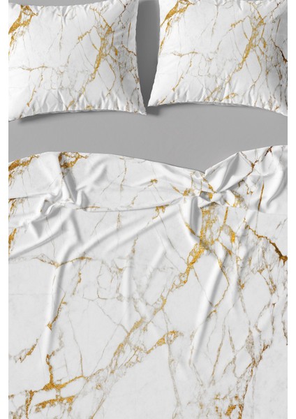 Amor Home Çift Kişilik  Pamuk Saten Nevresim Takımı Gold Marble